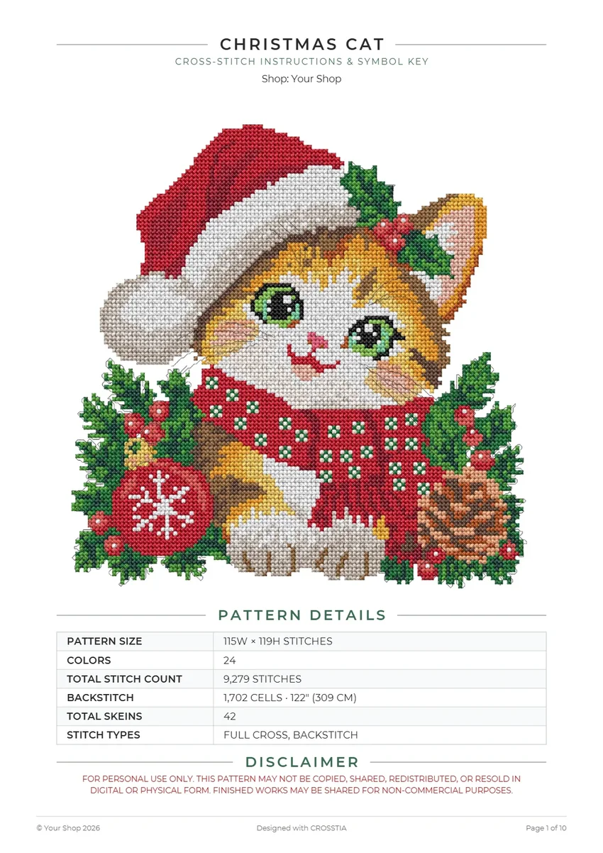 PDF cover page with pattern details