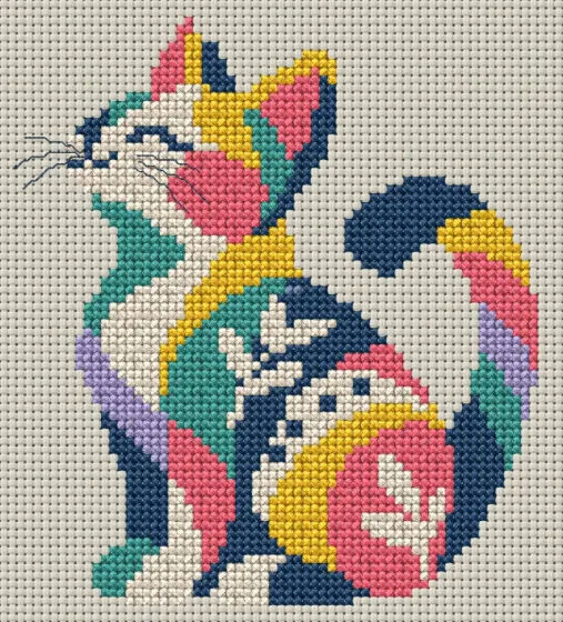Modern Abstract Cat cross stitch pattern