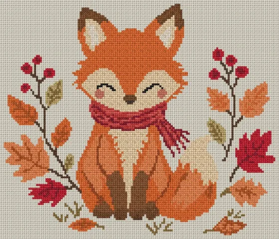 Autumn Fox cross stitch pattern