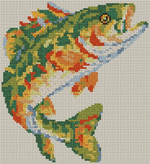 Colourful Leaping Fish cross stitch pattern